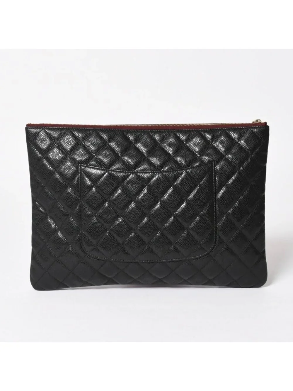 Chanel Classic Large Pouch CC Logo Caviar Leather Black